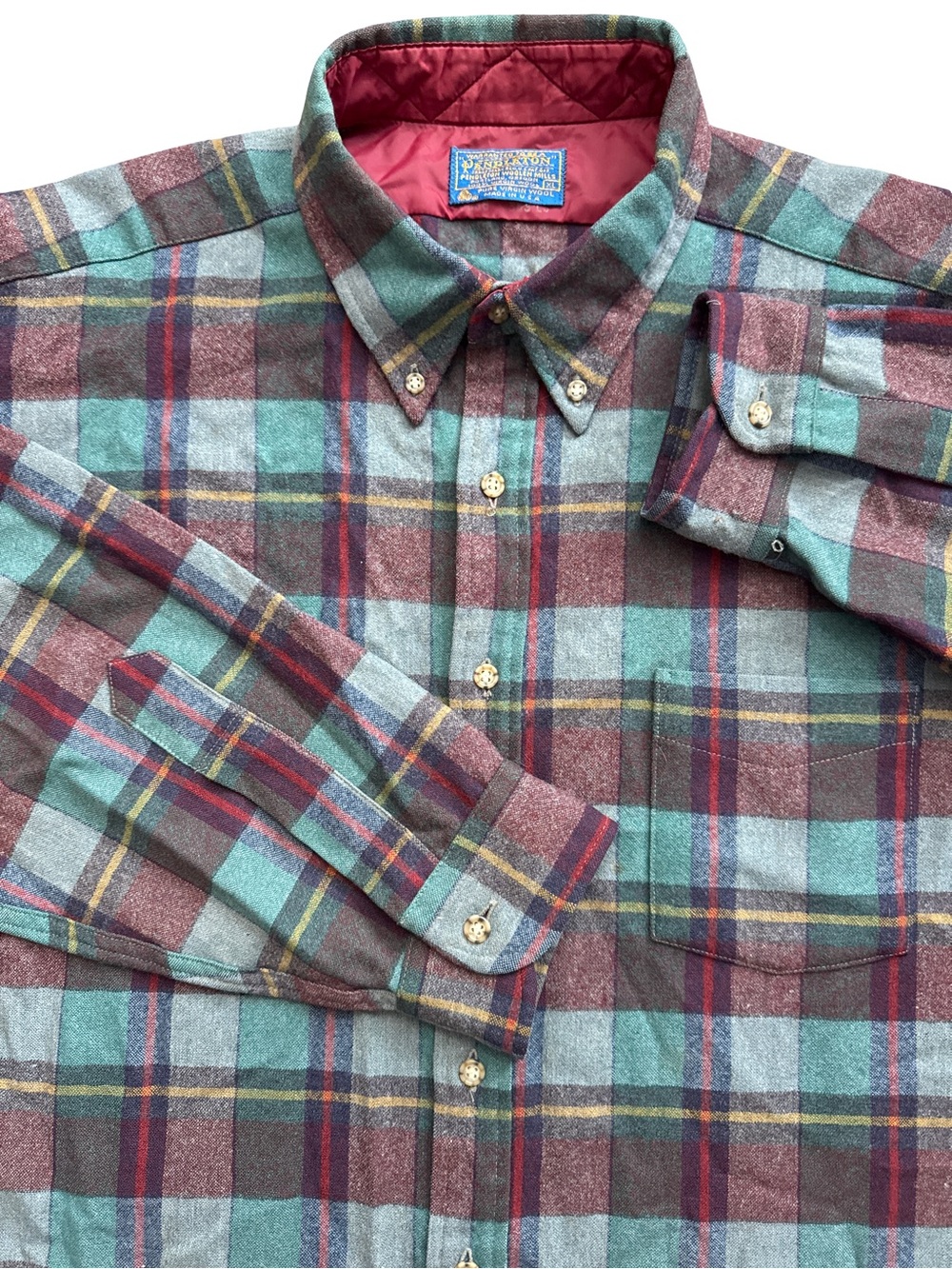 Vintage Pendleton Wool Flannel Shirt Men’s XL Plaid USA Made 100% Virgin Wool